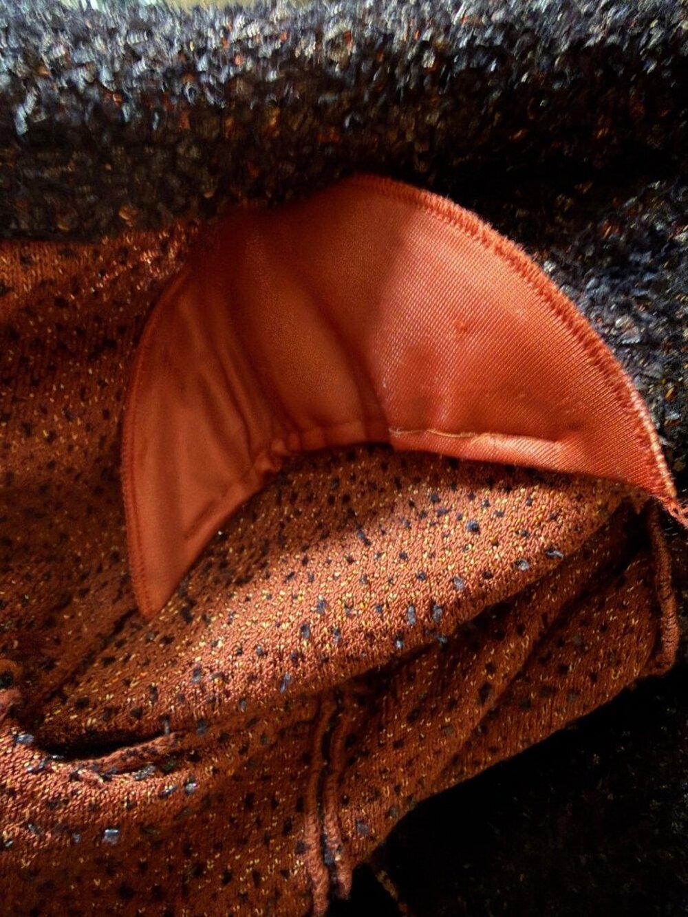 St. John Black Orange Boucle Knit Open Front Blazer Jacket Size 16 Made In USA - Picture 10 of 11